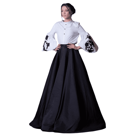 Womens Black Taffeta Umbrella Skirt Any Special Occasion Gift for Her