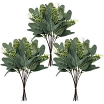 GUISANTO 24pcs Artificial Eucalyptus Leaves Stems with White Seeds Greenery Plants Flower Arrangement Wedding Home Decor