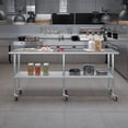 thumbnail image 5 of AmGood 84" Long x 18" Deep Stanless Steel Work Table with Casters | Mobile Metal Table, 5 of 9