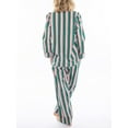 thumbnail image 3 of Women 2 Piece Pajama Set Striped Long Sleeve Shirt Top Long Pants Lounge Sets Sleepwear Nightwear, 3 of 4