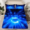 thumbnail image 2 of Erosebridal Geometric Buffalo Full Sheet Sets,Black Blue Bedding Full Size,Futuristic Cubes Bed Sheets Set Full Size,Microfiber Plaid Room Decoration,4-Piece, 2 of 7