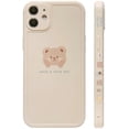 thumbnail image 1 of Ownest - Carcasa para iPhone compatible con bonito diseño pintado de oso marrón con mejillas para mujer y niña, a la moda, delgada, suave, suave, TPU, goma, color beige Zhivalor JQWJ319-4, 1 of 4
