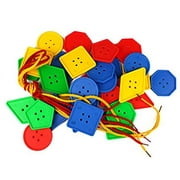 STUDY 70 Pcs Button Puzzle Toy, Button Lacing Toy, Big Button Threading Toy, Bright Buttons, Plastic Buttons Toy, Assorted Buttons