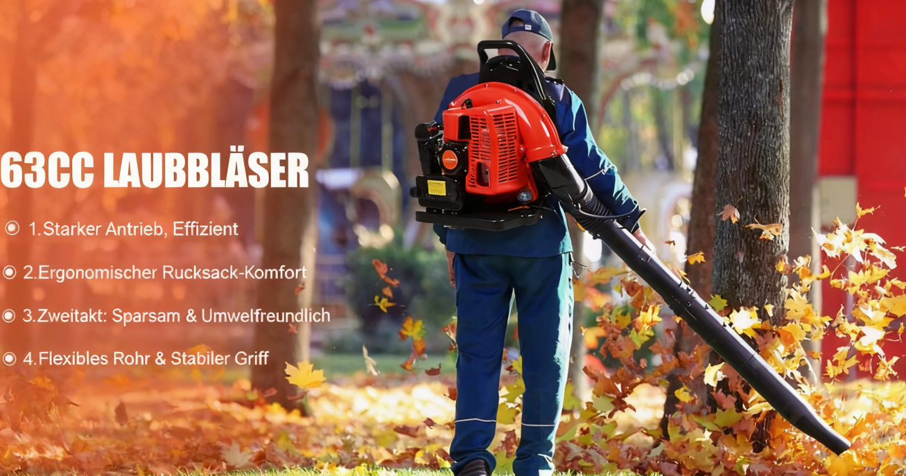 Bremoi 63CC Backpack Leaf Blower Gas Power 2-Stroke Engine, 665 CFM Backpacks Blower with Extention Tube,Commercial BackpacksBblower Comfort Harness for Home Lawn Leaf Snow Blowing Dust