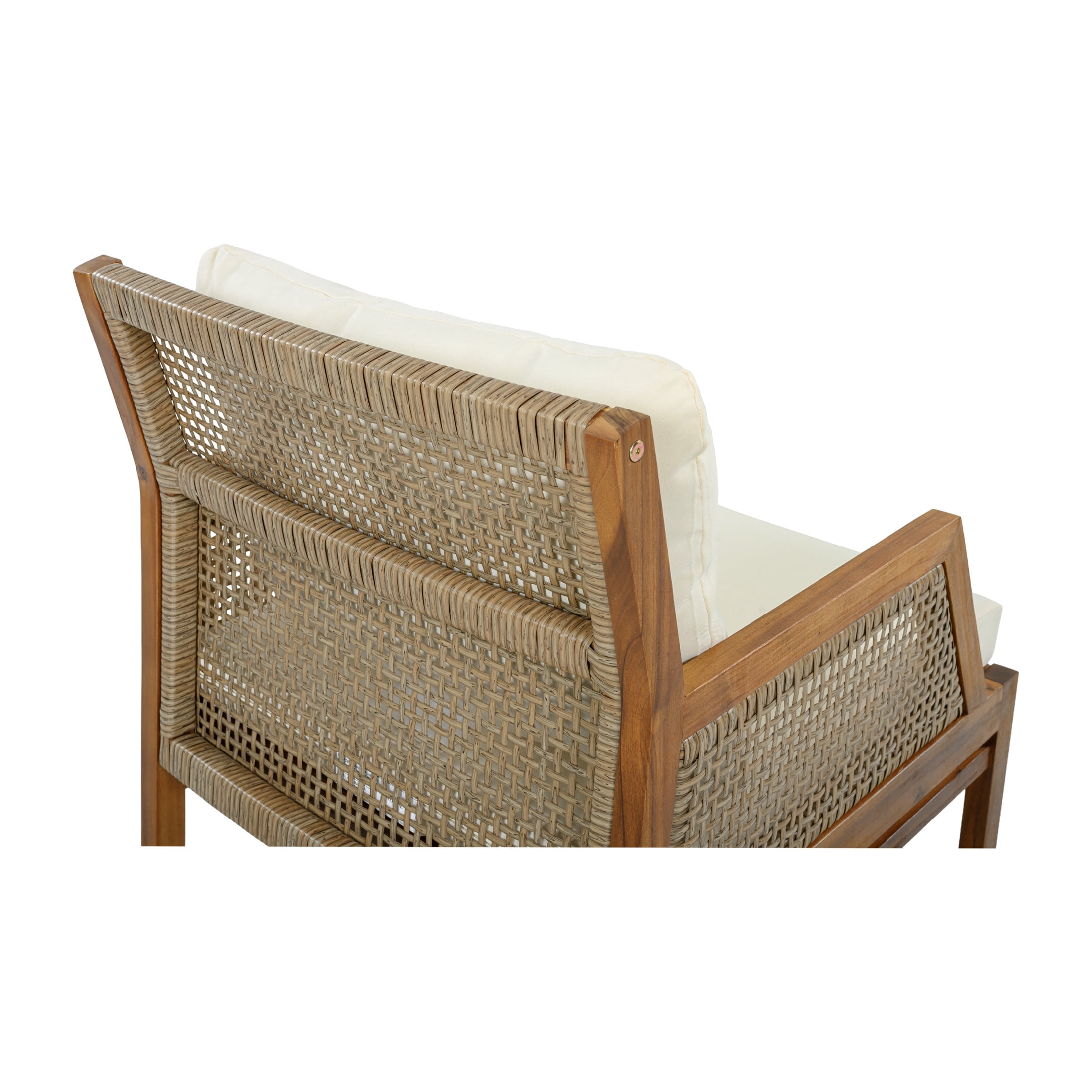 Christopher Knight Home Outdoor Club Chairs with Wicker Details and Cushions, Set of 2, Teak + Beige