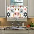 thumbnail image 2 of Yayeee Kitchen Curtains Tier Pair Light Filtering 27"x36" Rod Pocket Short Cafe Window Panel, Beige Retro Flower, 2 of 7