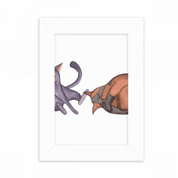 Miaoji Painting Watercolor Blue Cat Desktop Photo Frame Picture Display Decoration Art Painting
