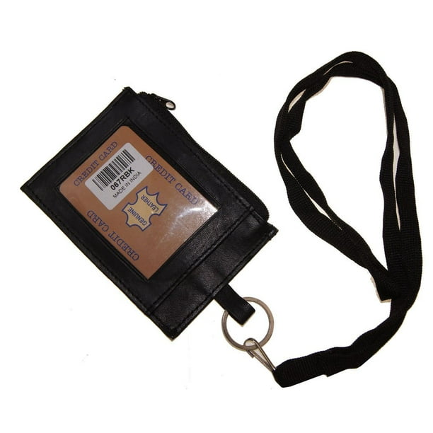 Improving Lifestyles Leather Neck ID Card Badge Holder Window ID side