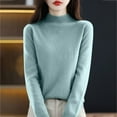 thumbnail image 5 of AJHSAKLt Turtleneck Tops for Women Semi Sweater Long Sleeve Solid Color Pullover With A Base Shirt Autumn And Winter Warm Loose Sweaters for Women Mint Green, 5 of 5