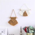 thumbnail image 3 of Tapiz colgante de pared semicircular bohemio de macramé tejido a mano de estilo nórdico con borlas para habitación de niños, dormitorio infantil, A, azul neblina, 3 of 5
