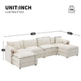 thumbnail image 2 of 136" Chenille Modular Sectional Sofa with Deep and Wide Seat, U Shaped Cloud Couch Set with Double Cushions, 6 Seat Sofa with Movable Ottomans, Oversized Indoor Furniture for Living Rooms (White), 2 of 2