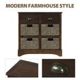 thumbnail image 4 of Rustic Storage Cabinet with Two Drawers and Four Classic Rattan Basket for Kitchen, Dining Room, Entryway, Living Room, Accent Furniture, Moisture-Proof (Espresso), 4 of 7