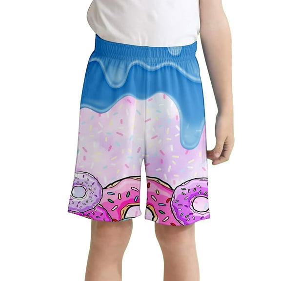 oqasdz Child Girls Boys Shorts Ice Cream Print Elastic Waist Comfortable Shorts With Pockets Sports Active Board Shorts Size 2 Y-3 Y