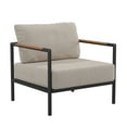 thumbnail image 2 of Merrick Lane Contemporary Outdoor Accent Chair with Removable Cushions, Beige/Black Teak, 2 of 14