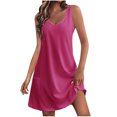 thumbnail image 2 of Summer Dresses for Women 2025 Vacation Casual V Neck Sleeveless Tank Sundress Boho Floral T Shirt Dress with Pockets, Limited Time Offer, Under 10 Dollars, 2 of 6