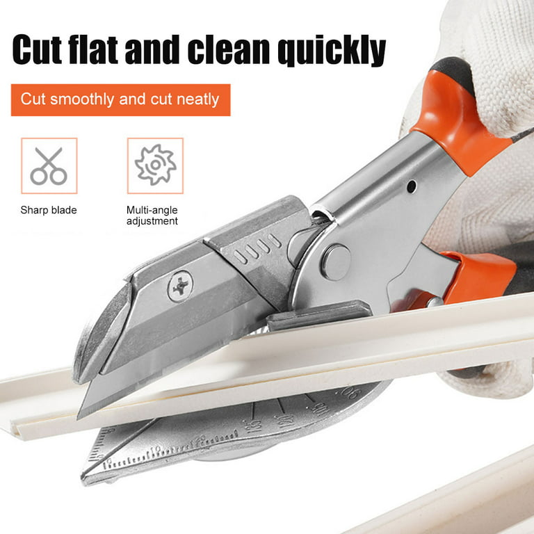 Threns Miter Shears Adjustable 45 to 135 Degree Sharp Trunking Shears Ergonomic Multi Angle Miter Scissors with 2 Replacement Blades for Cutting Wood