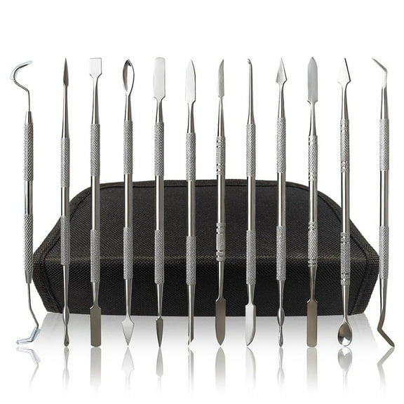 12-Piece Stainless Steel Wax Carving Tools Set, Waxing Instruments, Dual-Ended Sculpting Tools
