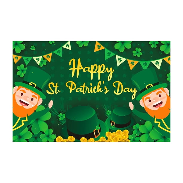 Banner del jardín del Día de San Patricio - Bandera de trébol verde de doble cara de 45" x 71" con monedas de la suerte y sombreros - Decoración navideña para fiestas de jardín en casa Decoraciones