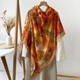 thumbnail image 2 of Defitshape Women's 2025 Cape Chiffon Pashmina Button Casual Cool Light Convertible Loose Pull On Pashmina Shawl Orange One Size, 2 of 2