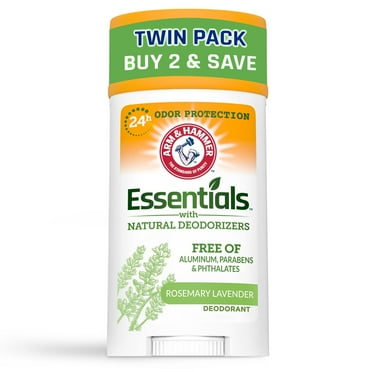 ARM & HAMMER Essentials Deodorant, Fresh Rosemary Lavender, with Natural Deodorizers, 2.5 oz, 2 Ct