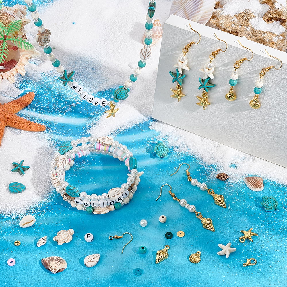 DIY Shell Turquoise Dangle Earring Making Kits Mixed Color 6~23x3.5~26x0.5~5.5mm Hole: 1.5~2mm