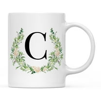 Koyal Wholesale Ceramic Coffee Mug, Garden Green Monogram Initial Letter C