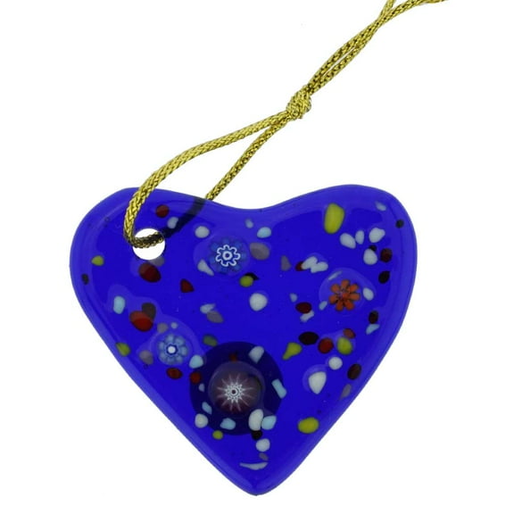 GlassOfVenice Murano Glass Heart Christmas Ornament - Blue