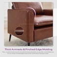 thumbnail image 4 of LAZZO Faux Leather Accent Chair, Mid-Century Modern Upholstered Armchair with Curved Armrests for Living Room and Office, Brown, 4 of 9