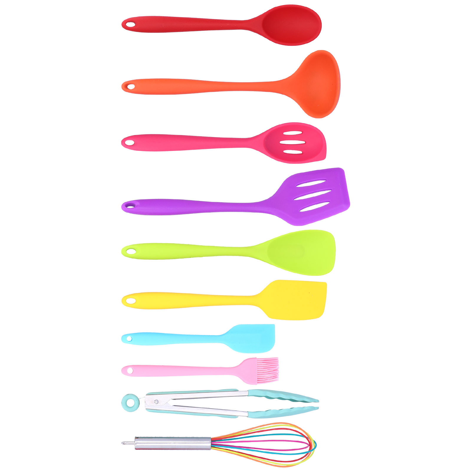 M Buder Colorful 10-Piece Silicone Kitchen Utensil Set, Heat Resistant Rainbow Cooking Tools for Non-Stick Pans (12.2 inches / 31 cm)