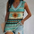 thumbnail image 2 of JINMGG Tank Tops for Women under $5,Fashion Woman V-Neck Sleeveless Blouse T-Shirt Ethnic Retro Printing Loose Tops Green M, 2 of 8
