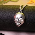 thumbnail image 4 of Collar de calavera de Halloween, collar de cuentas en capas de esqueleto, gargantilla chapada en plata de estilo Punk, joyería temática de vacaciones brillar Electrónica, 4 of 5