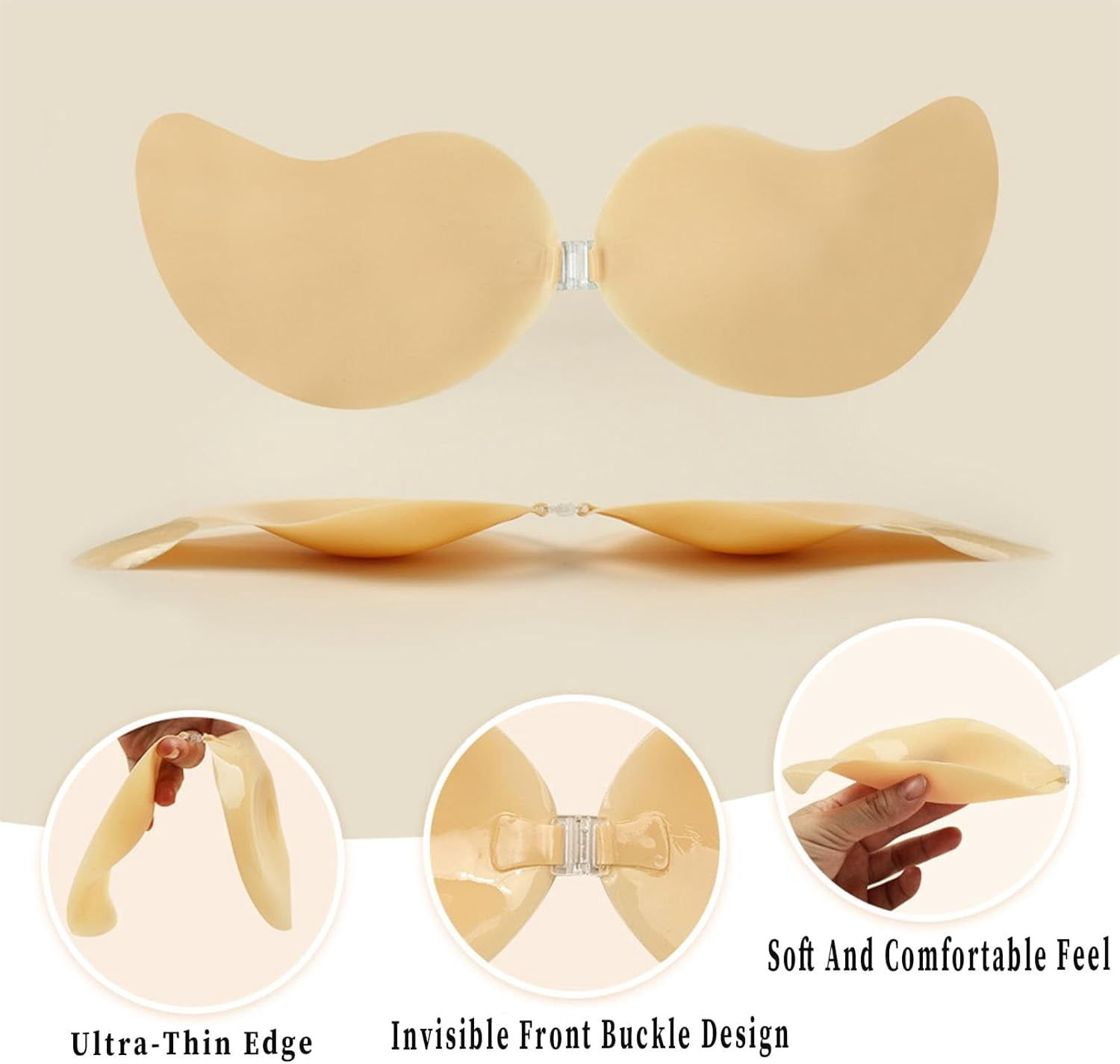 Cakes Cleavage Bra, Cakes Sticky Bra, Invisible Strapless Backless Push Up Self Adhesive Body Bras, Strapless Silicone Bra for Women, Push Up Sticky Bras