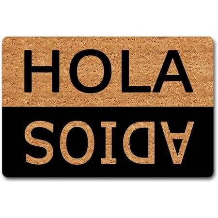 

Hola Adios Funny Doormat for Entrance Way with Non Slip Backing Indoor/Outdoor Welcome Mats Home and Office Decorative Rug 18 x 30 Inches