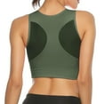 thumbnail image 4 of Kddylitq High Neck Sports Bra for Women Longline Full Coverage Sports Bras Medium Impact Padded Workout Crop Tops for Yoga Gym Dark Green M, 4 of 7