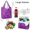 thumbnail image 3 of 5 Pack Foldable Shopping Bag,Spider Web Halloween Pattern Reusable Grocery Bags with Pockets,Large Reusable Tote Bags with Handles Waterproof & Lightweight, 3 of 6