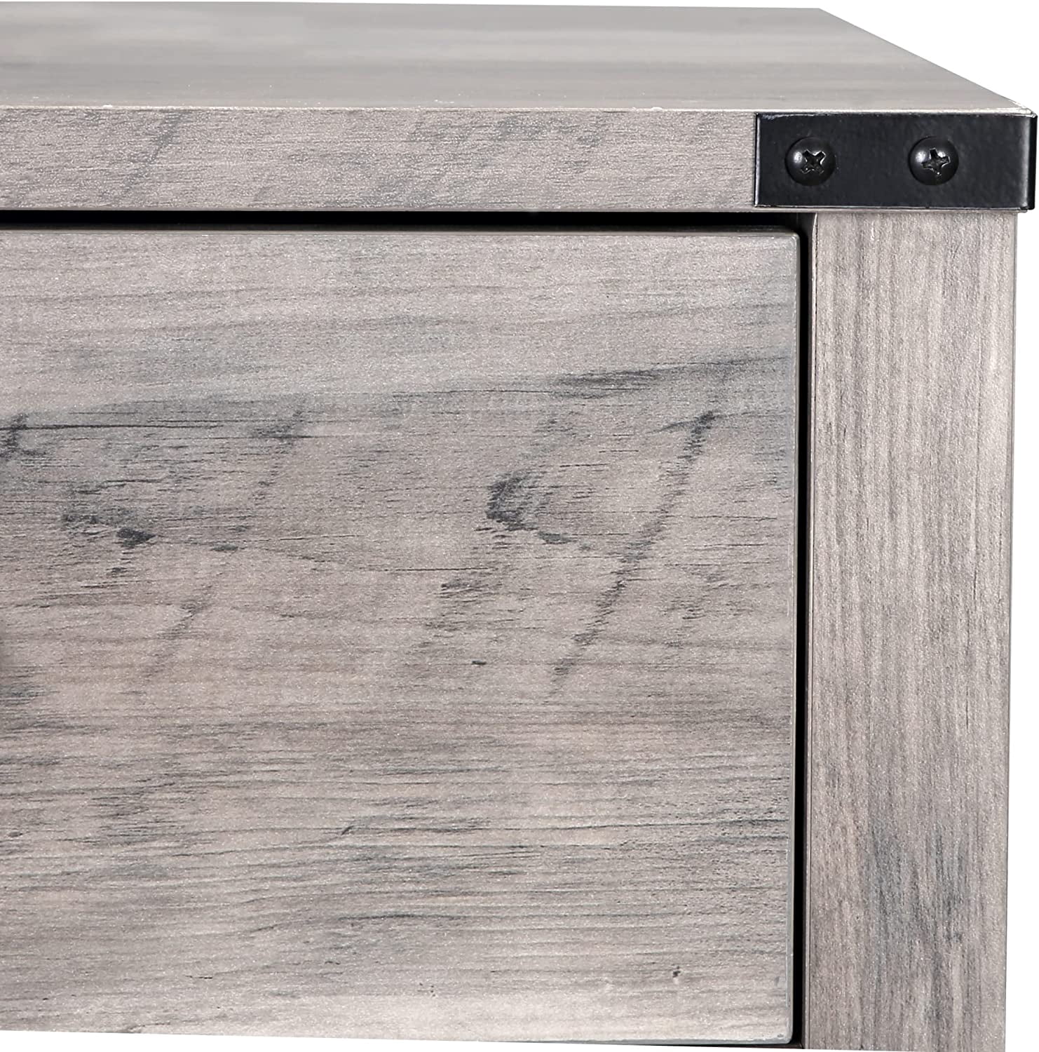 Tolead 2 Piece Barnwood Rustic Nightstand with Barn Door and Drawers, Living Room, Bedroom, Gray