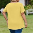 thumbnail image 4 of Women's Plus Size V Neck T Shirts Short Sleeve Tops Casual Summer Tshirts Loose Fit Tees Yellow XL, 4 of 6