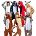 thumbnail image 2 of Pijamas de animales para adultos: león, tigre, leopardo, lobo, zorro, cebra, hipopótamo, koala, murciélago, burro, conejo, chinchilla, rana, abeja, pingüino, perro, kigurumi, 2 of 5