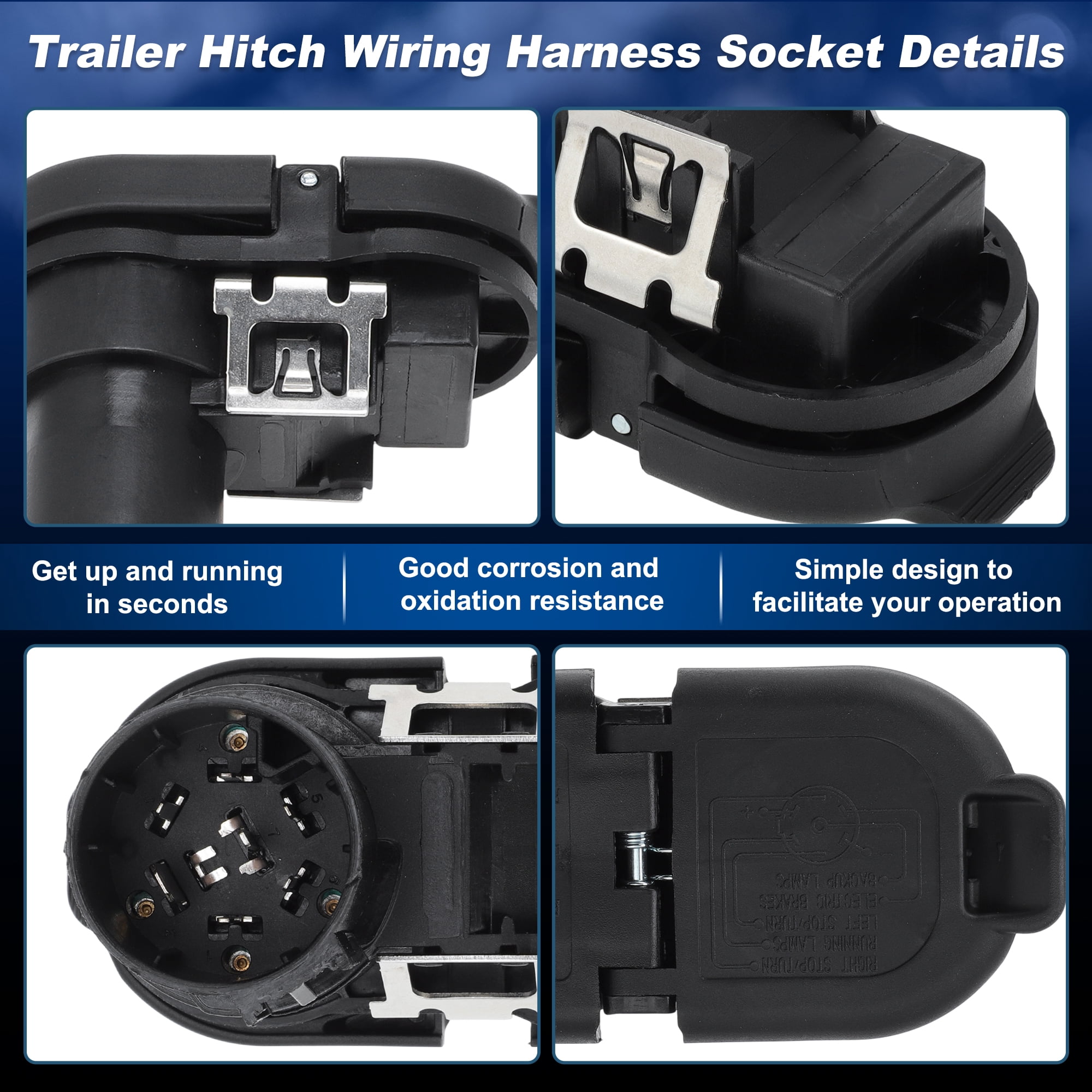 Unique Bargains 7 Way Trailer Wiring Connector Plug for Dodge for Ram 1500 2500 3500