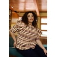 thumbnail image 5 of ELOQUII Elements Women's Plus Size Smocked-Bodice Peplum Top, 5 of 7