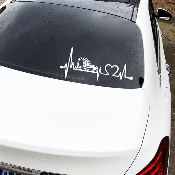 Walbest 1 Pcs Car Sticker - Firefighter Heartbeat Lifeline Decals Sticker Decoration Universal