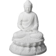 Gifts of Nature Buddha Meditating Contemplation Mudra Double Lotus Statue White, Resin 7 H
