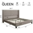 thumbnail image 7 of VanAcc Queen Size Upholstered Platform Bed Frame, Wingback Bed with 50.8" Headboard, Corduroy, 7 of 7
