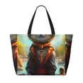 thumbnail image 2 of KLL Riverside Meditating Cat Print Large Beach Tote Bag Women Waterproof Sandproof Zipper Beach Tote Bag for Pool Gym Grocery Travel with Wet Pocket, 2 of 7