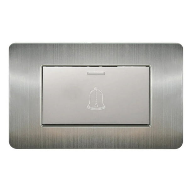 Apagador Timbre Argos Placa Acero Inoxidable 72 Mm Color Gris Corriente Nominal 10 A Voltaje Nominal 250v