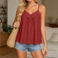 thumbnail image 5 of Purcolt Womens Spaghetti Strap Babydoll Tank Top Dressy Casual Pleated Scalloped Lace V Neck Camisole Blouses Summer Flowy Beach Vacation Loose Fit Shirts, 5 of 8