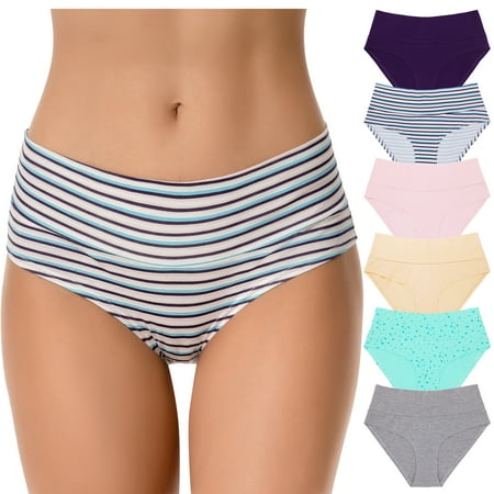 

Curve Muse Womens Plus Size Cotton Mid Waist Briefs Panties Underwear-6PK-PACKA-S