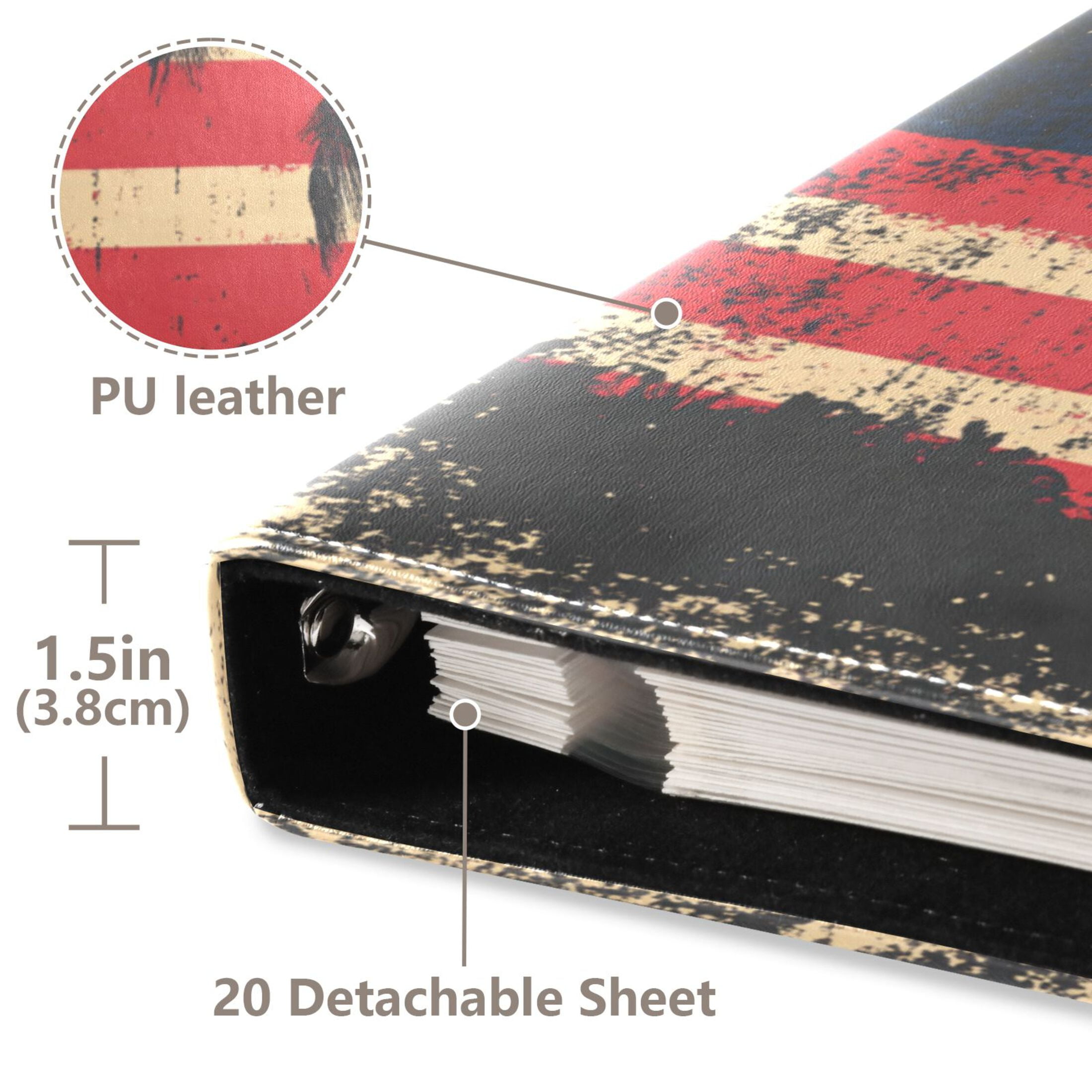 Photo Album Leather Photo Album 11.8x11.2x1.5 Inch Bookshelf Photo Album Scrapbooking Refills Scrapbook Photo Album American Flag with Palm Trees