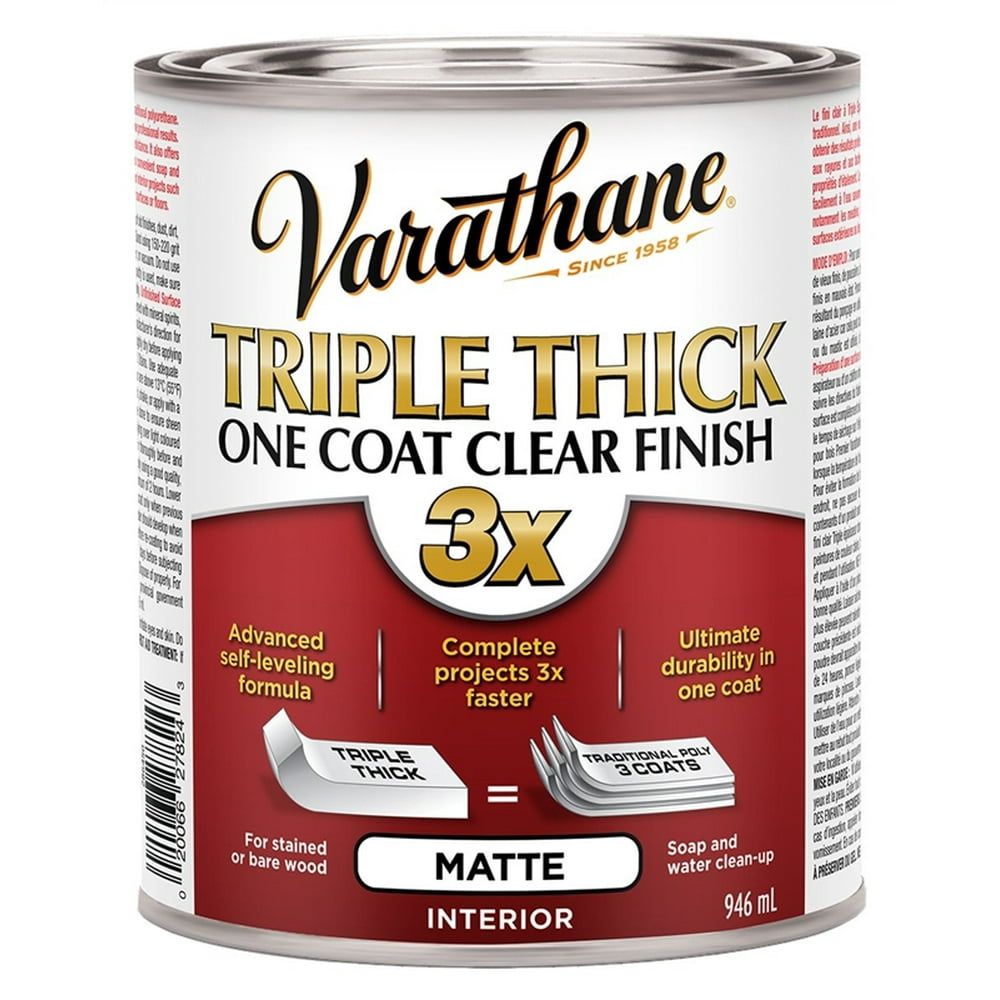 1631217,CLEAR WOOD FINISH,INTERIOR WATERBASED,TRIPLE THICK ONE COAT VARATHANE ,Finish=Matte