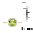 thumbnail image 3 of 10k Yellow Gold Genuine Cushion-cut 1.80ct Peridot and Diamond Halo Ring, 3 of 5